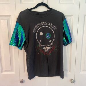 Grateful Dead Tee with Glitter Sleeves